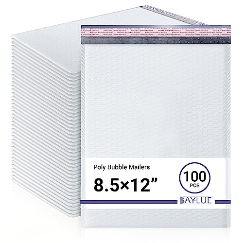 BAYLUE White 8.5x12 Poly Bubble Mailers