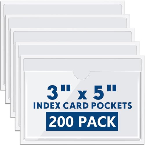 Outus 200 Pack Self Adhesive Label Pockets (3 x 5 Inches)