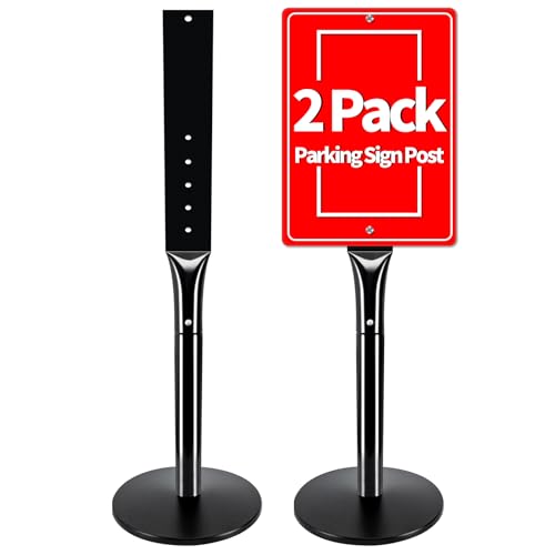 2Pack Heavy Duty Cast Iron Sign Stand - 48" Outdoor Portable Pedestal Post - Display Road Sign, Construction Sign Holder (Black)
