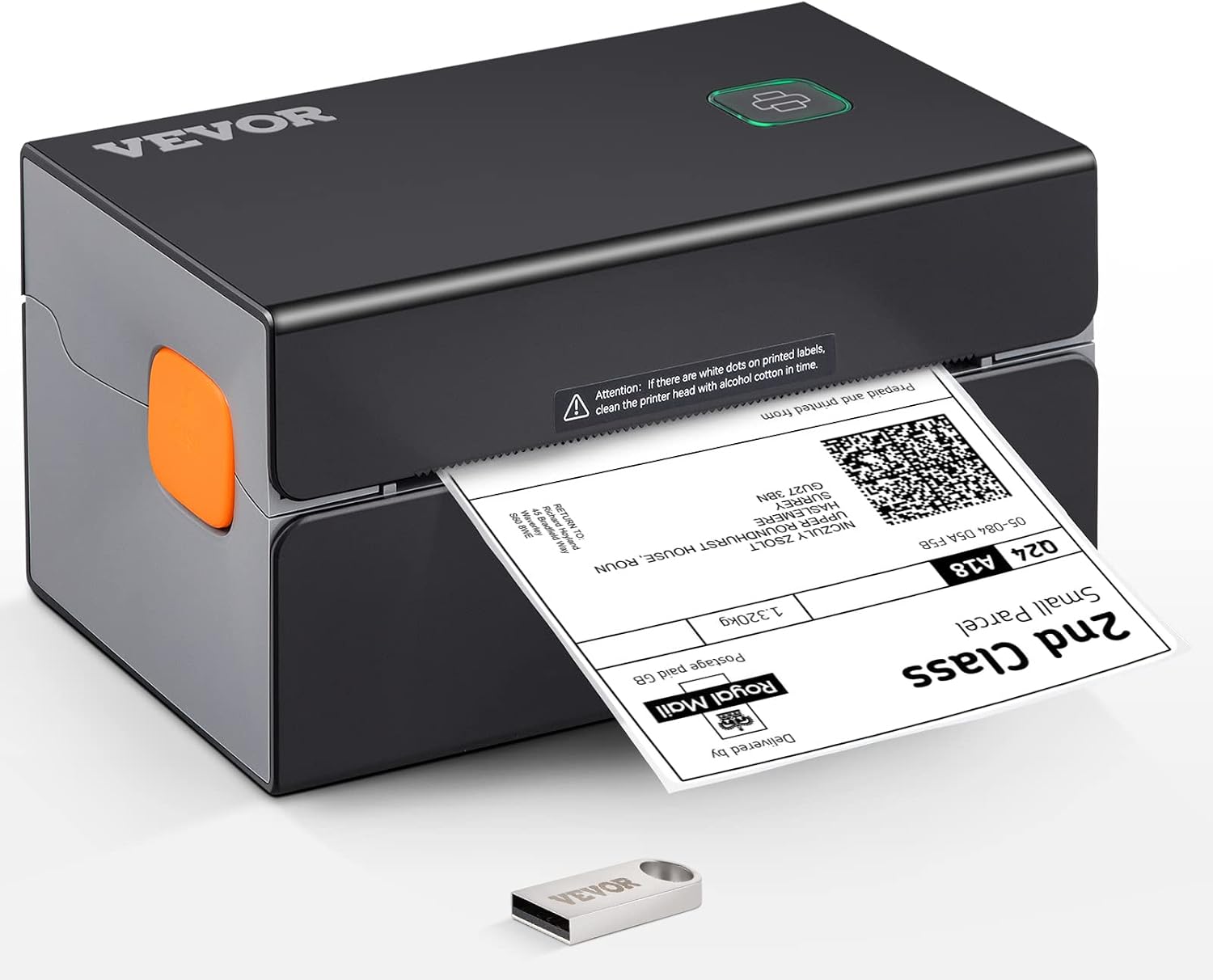VEVOR HD(300DPI) Thermal Label Printer, Shipping Label Printer with Auto Label Recognition, Support Windows/MacOS/Linux/Chromebook, Compatible with Amazon, Ebay, Shopify, USPS, Etsy, UPS, etc.