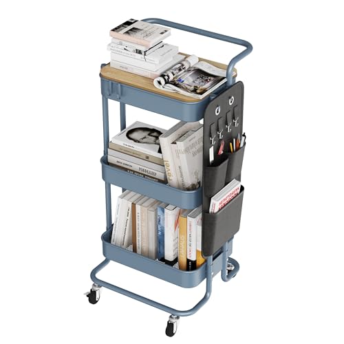 DTK 3 Tier Metal Utility Cart (Blue)