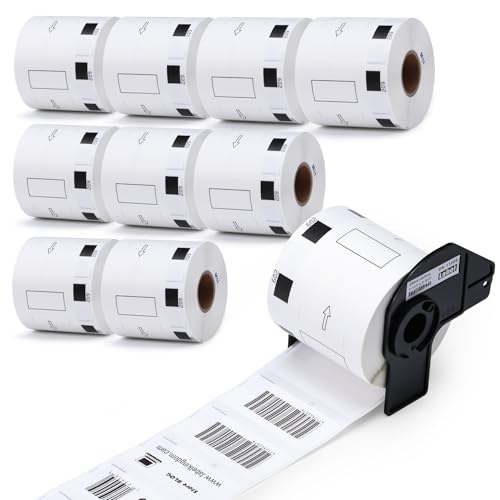 Replace for Brother DK-1209 Small Address Label, 29 x 62mm (2.4 x 1.1 in), 800 Stickers per Roll Barcode Labels use with QL-600 QL-800 QL-500 QL-550 Printer (10 Rolls+ 1 Reusable Cartridges)