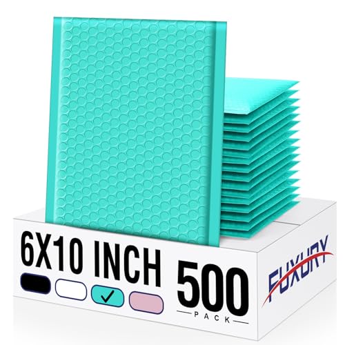 Fuxury 500 Pack Teal Bubble Mailers 6x10 Inch, Small Bubble Shipping Envelopes#0 Thick Bubble Padded Mailer Strong Adhesion Padded Envelopes for Mailing Jewelry,Makeup