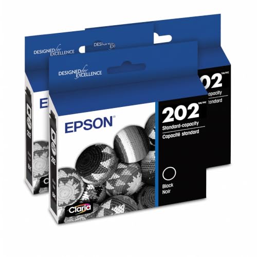 Epson T202 Claria -Ink Standard Capacity Black -Cartridge (T202120-S) for Select Expression and Workforce Printers (Pack of 2)