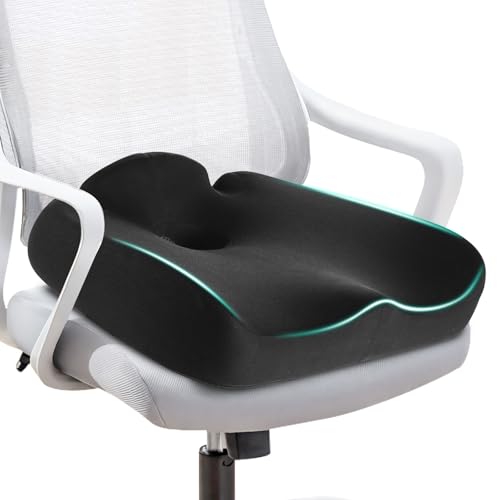 Ergonomic Memory Foam Seat Cushion for Tailbone Pain Relief Office Chair Cushion for Coccyx, Sciatica & Pressure Relief Large Chair Cushions for Car Seat, Wheelchair  Washable Non-Slip Cover