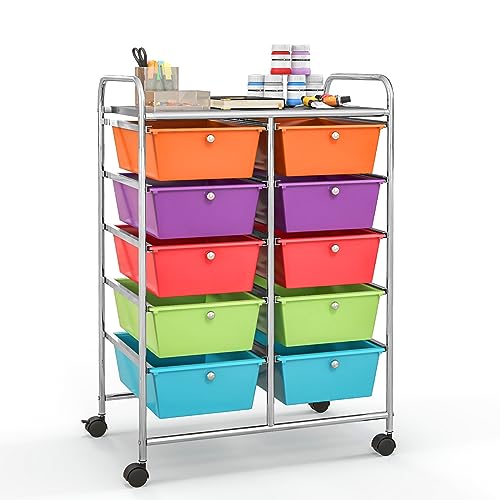 Giantex 10-Drawer Rolling Cart (Rainbow)