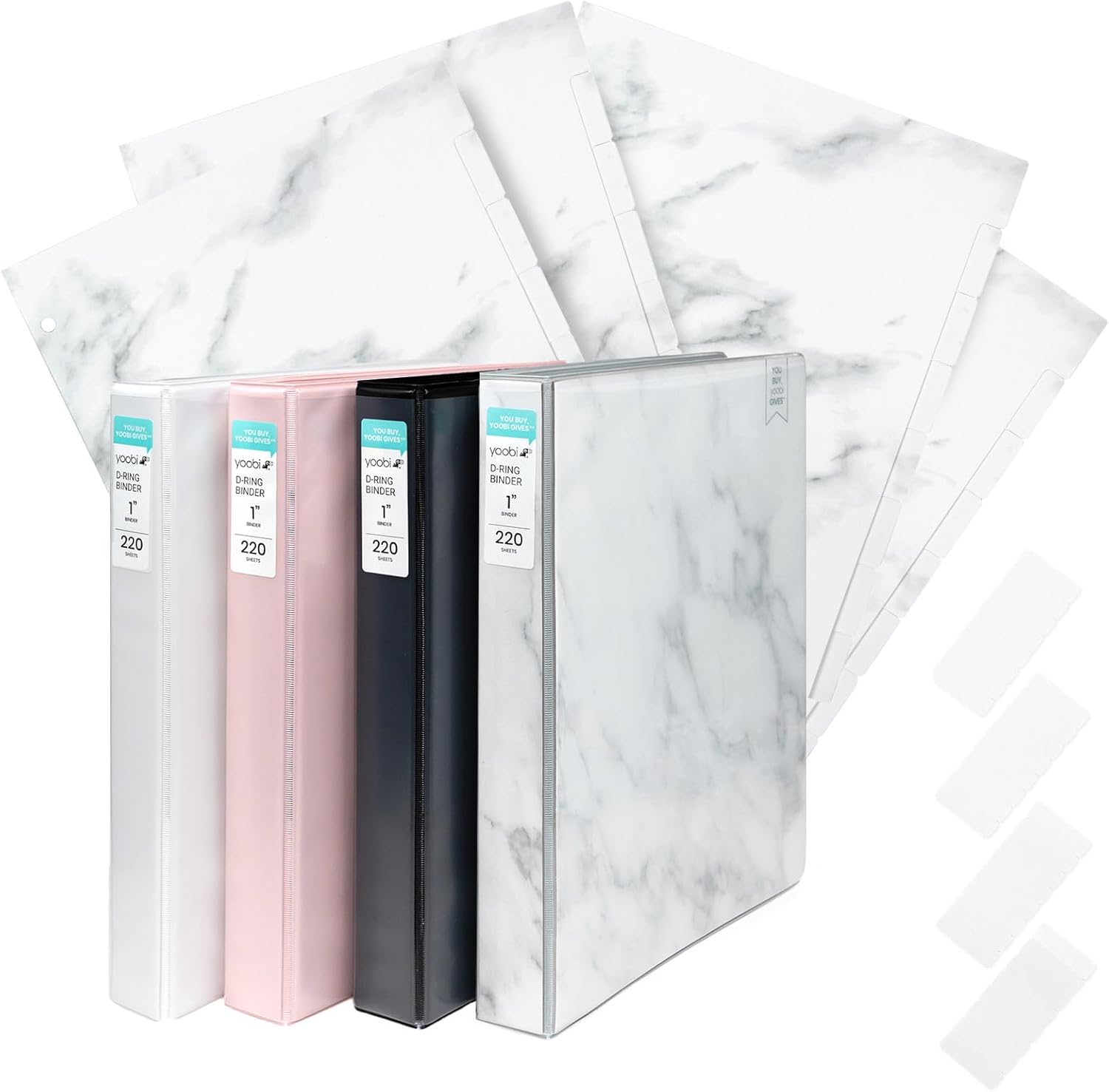 Yoobi 1 Inch Marble Binder (4-Pack)