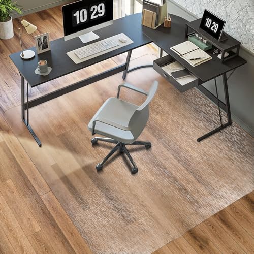 Clear Chair Mat, TYDLE 50" x 65" Large Office Chair Mat for Hard Floor, Vinyl Chair Mat for Gaming Chairs, Slip Resistant Floor Protector Rolling Computer Desk Mat for Hardwood Floor, Clear