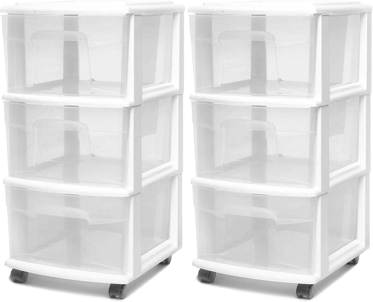 HOMZ 2-Pack 3-Tier Clear Carts
