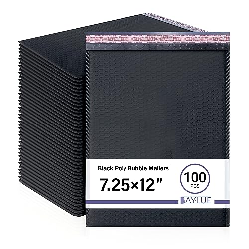 BAYLUE Black 7.25x12 Poly Bubble Mailers