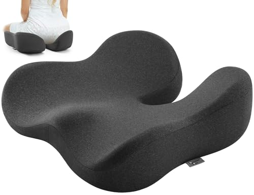 Soft Support Memory Foam Seat Cushion - Wide Cushion for Wide Hip Office Workers, Car Drivers - Sciatica,Tailbone Pain Relief,Office Chair Cushion & Car Seat Cushion (Gray)