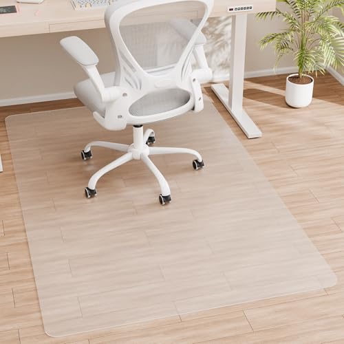 Office Chair Mat for Hardwood Floor, 1/8" Thick 46x 60 Crystal Clear Hard Floor Chair Mat, Transparent Floor Protector Mat Flat Without Curling