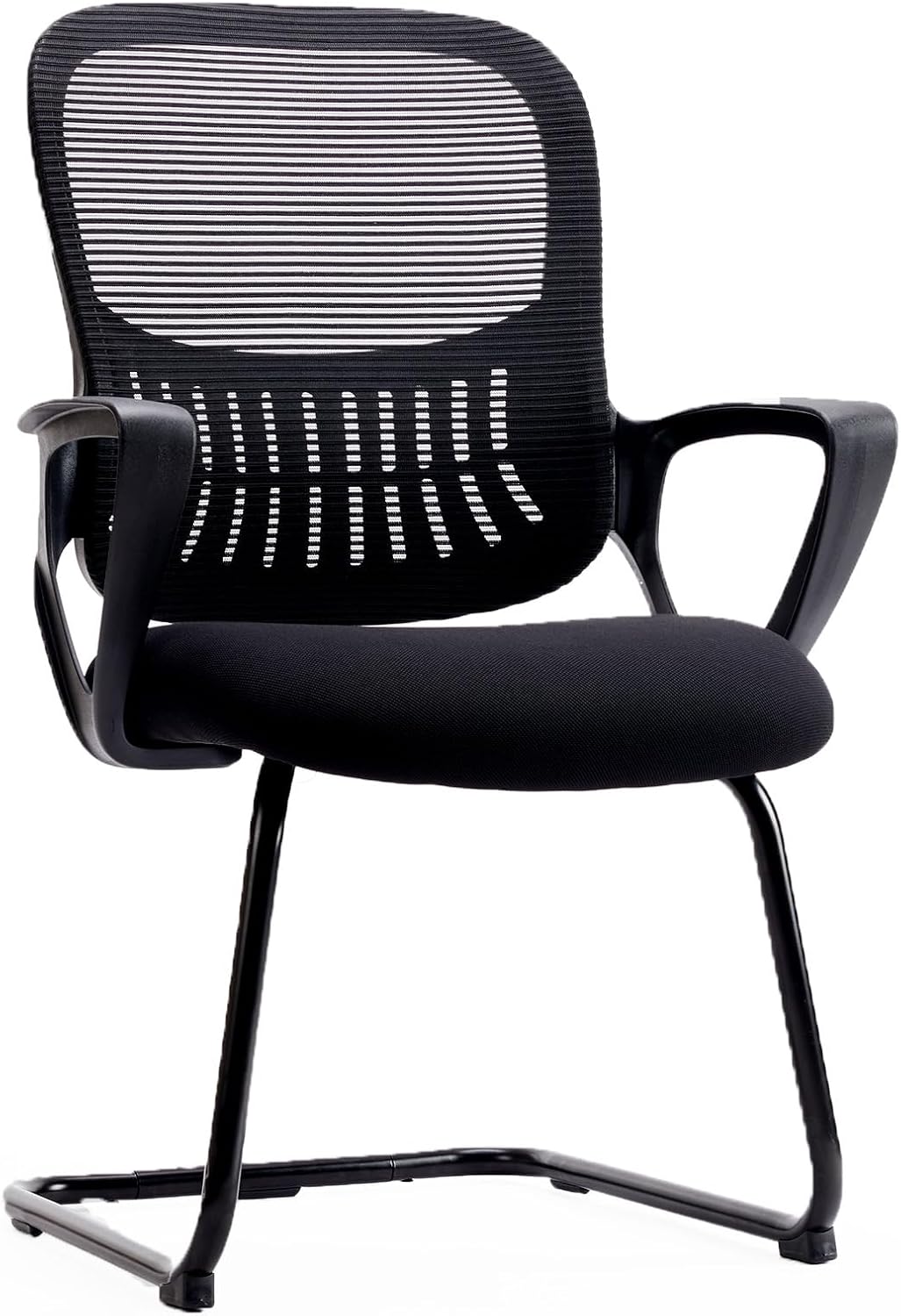 Sweetcrispy Office Desk Chair No Wheels Set of 1, Stationary Non Rolling Mesh Mid Back Computer Guest Side with Lumbar Support for Home Waiting Area Reception Conference Room Bedroom Carpet