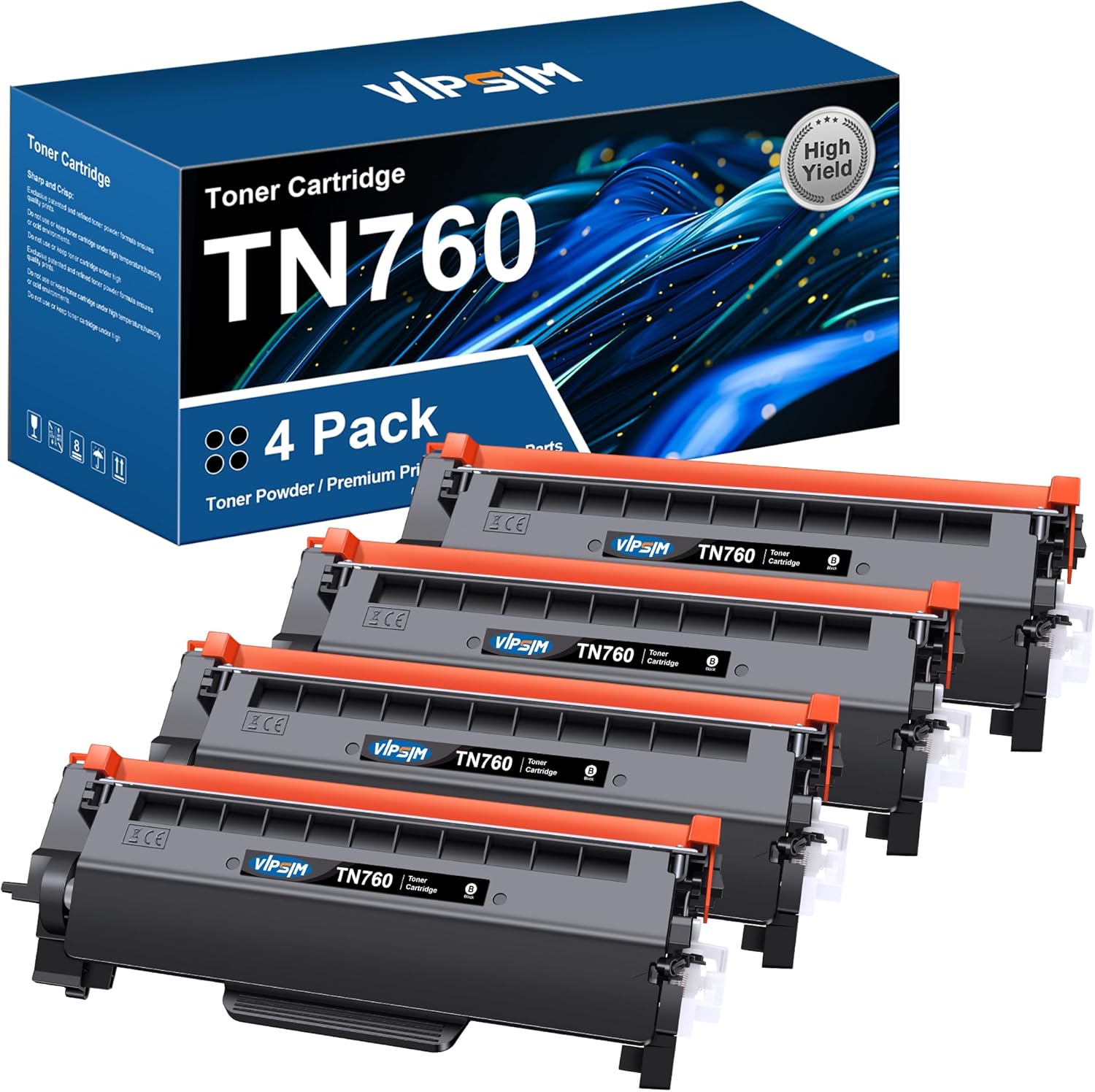 TN760 Toner for Brother Printer Replacement for Brother TN760 TN-760 TN730 TN-730 to use with DCP-L2550DW MFC-L2710DW MFC-L2750DW HL-L2350DW HL-L2370DW HL-L2395DW HL-L2390DW Printer (4 Black)