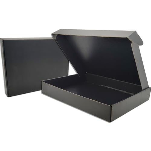 Black Shipping Boxes for Small Business Pack of 25-13x10x2 inches Cardboard Corrugated Mailer Boxes for Shipping Packaging Craft Gifts Giving Products