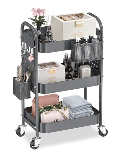 ALVOROG 3 Tier Rolling Cart (Gray)