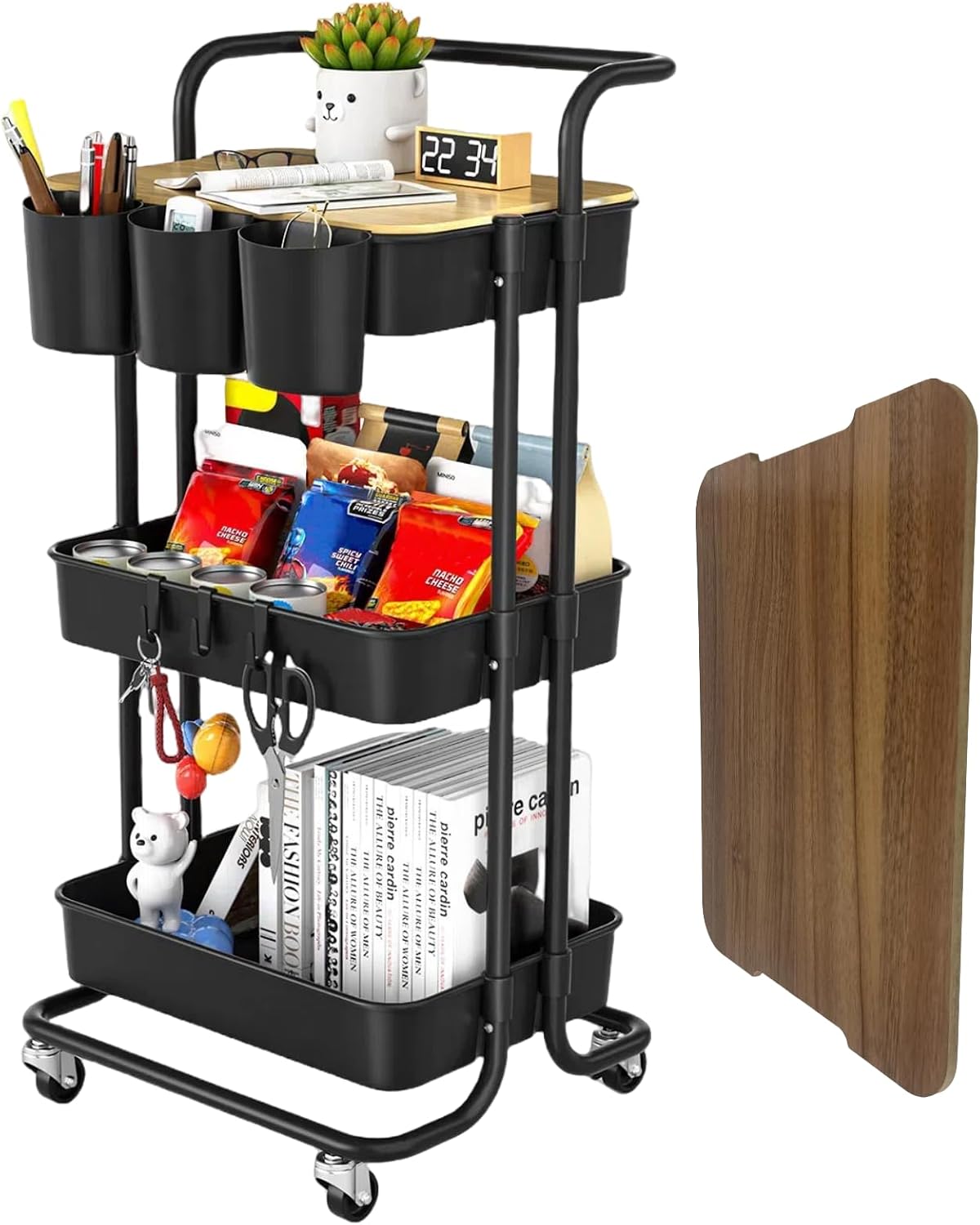 3 Tier Rolling Cart (Black)
