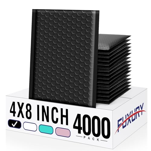 Fuxury Black Bubble Mailers 4x8"