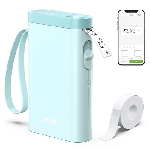 Nelko Label Maker Machine with Tape, P21 Bluetooth Label Printer, Wireless Mini Label Makers with Multiple Templates for School Office Home, Cyan