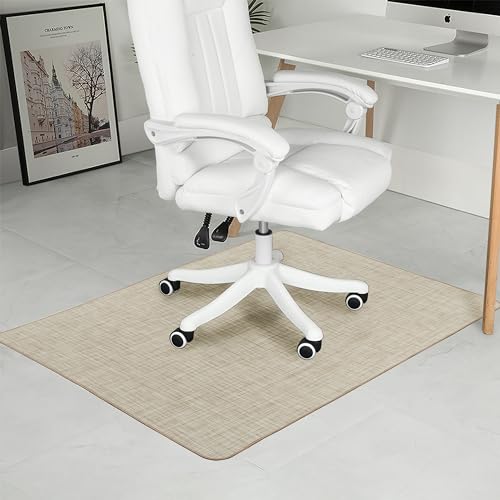 Chair Mat for Hardwood Floor, 47" x 60" Heavy Duty Office Chair Mat for Rolling Chairs, Anti Slip, Non-Curve, Floor Protector for Home Office, Beige Linen