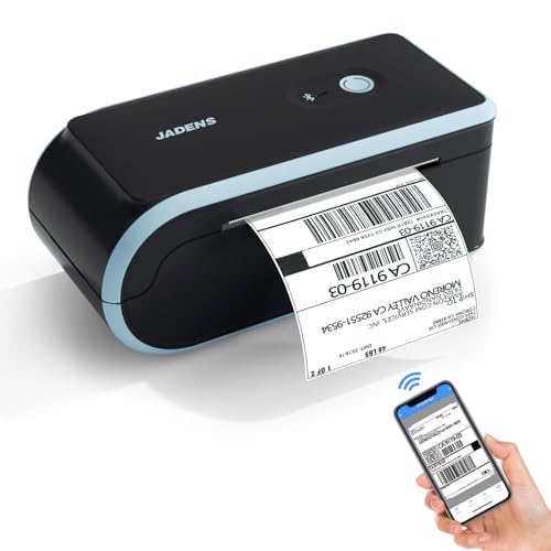 JADENS Bluetooth Thermal Label Printer, Wireless Label Printer with Built-in Paper Bin, Compatible with iOS, Android, Windows, Mac, Chromebook, Widely Used for Etsy, Ebay, Shopify, USPS