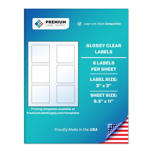 Premium Label Supply Glossy Clear Sticker Square Labels
