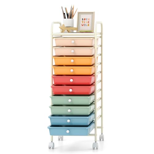 GOFLAME 10-Drawer Rolling Cart (Macaron)