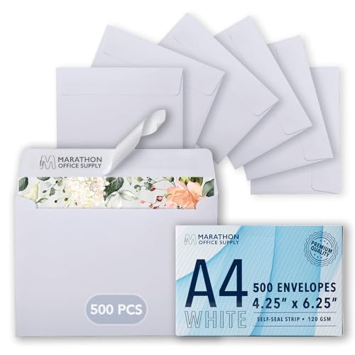 MOS A4 White Envelopes 4.25 x 6.25" (500)