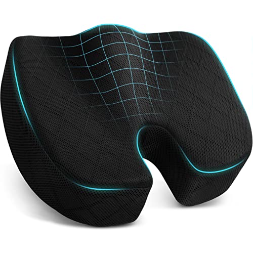 TushGuard Seat Cushion - Cushion for Office Chair, Car Seat, Airplane, Bleacher - Sciatica & Coccyx Pain Relief Desk Chair Cushion for Long Sitting Office Workers, Car Drivers(Black, XX-Large)