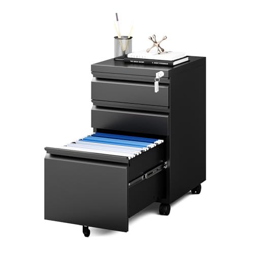 MIIIKO File Cabinet 3 Drawers (Black)