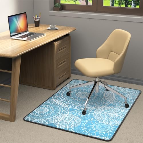 Heavy Duty Office Chair Mat for Carpet and Hardwood Floor Bohemian Desk Chair Mat Rug 36'' x 48'' Jacquard Woven Surface Floor mats for Office Home