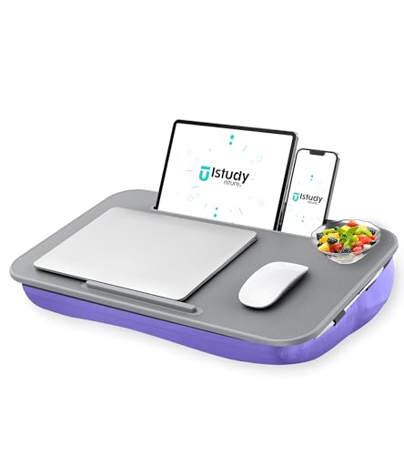 Istudyniture Lap Desk | Portable Laptop Desk & Stand  Fits Up to 17 inch  Washable Cushion, Built-in Phone Holder  for Bed, Couch, Sofa, Floor  Writing, Reading, Home Office  Large, Purple