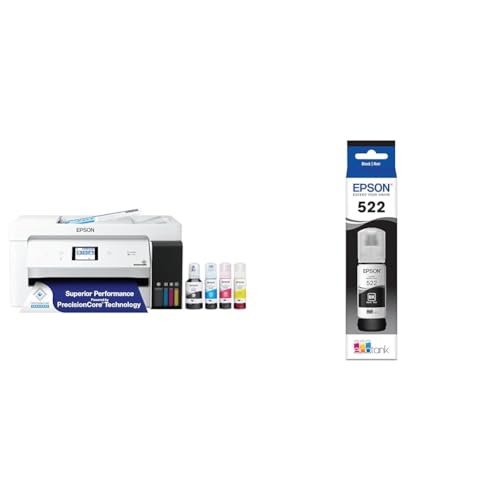 Epson EcoTank ET-15000 Wireless Color All-in-One Supertank Printer with Scanner & 522 EcoTank Ink Ultra-high Capacity Bottle Black