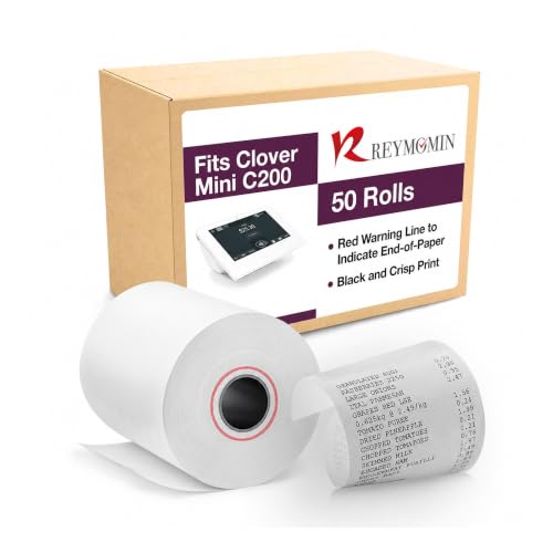 Receipt Paper for Clover Mini and Clover Mobile Thermal Printer - Receipt Paper Rolls Compatible with Clover Mini POS models C200, C300, C301, C302, C305-50 Rolls