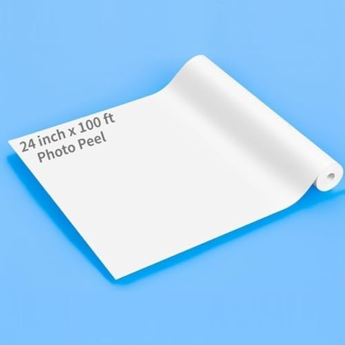 RCdepot1-1 x 24 inch x 100 ft Matte Photo Peel sticker paper roll Printable Adhesive Vinyl Waterproof 2 inch core, Inkjet print signs and Stick decal labels stickable PVC diy school