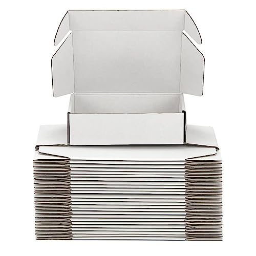 Small Shipping Boxes 10x8x3 Inch (25 Pack) - Sturdy White Corrugated Cardboard Boxes for Small Business, Ecommerce, Mailing & Packaging | Recyclable Gift & Storage Boxes