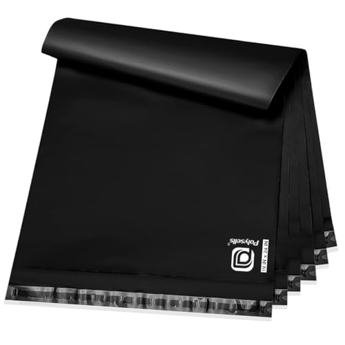 POLYSELLS 200 pcs 19x24 Inches Black Poly Mailers Shipping Envelopes, Strong Adhesive Sealing, Waterproof, and Tear-resistant Postal Mailing Bags for Clothing, Books, and Accessories
