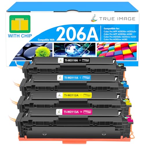 206A Toner Cartridges 4 Pack: M283fdw 206X Set Compatible for HP 206A 206X Color LaserJet Pro MFP M283fdw M283cdw M255dw M282 M283 M255 W2110A Printer High Yield Ink (Black Cyan Yellow Magenta)