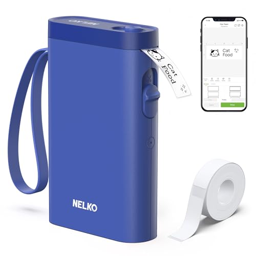 Nelko Label Maker Machine with Tape, P21 Bluetooth Label Printer, Wireless Mini Label Makers with Multiple Templates for School Office Home, Blue