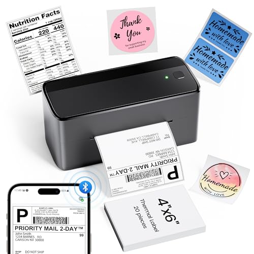 Phomemo 4x6 Shipping Label Printer - 241BT Bluetooth Thermal Label Printer Compatible with iOS&Android, Windows, Mac, Chrome OS, Wireless Thermal Printers for Small Business, Barcode, Packages - Black