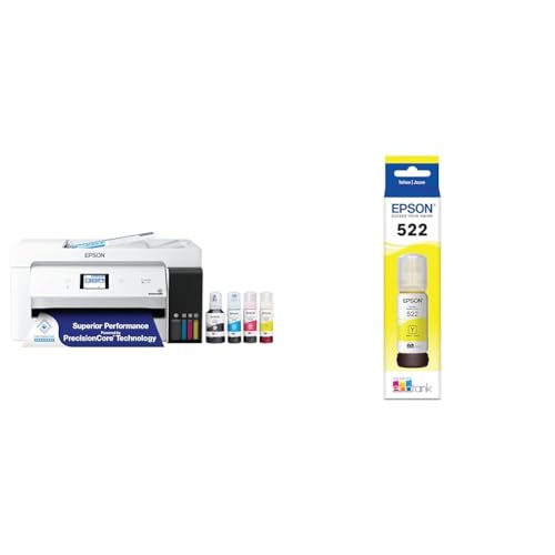 Epson EcoTank ET-15000 Wireless Color All-in-One Supertank Printer with Scanner & 522 EcoTank Ink Ultra-high Capacity Bottle Yellow