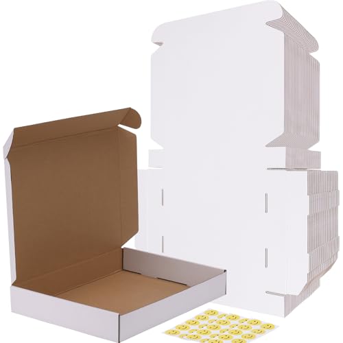 RLAVBL 30 Pack 13x10x2 Shipping Boxes, White Corrugated Cardboard Mailer Box for Packing Mailing Small Business