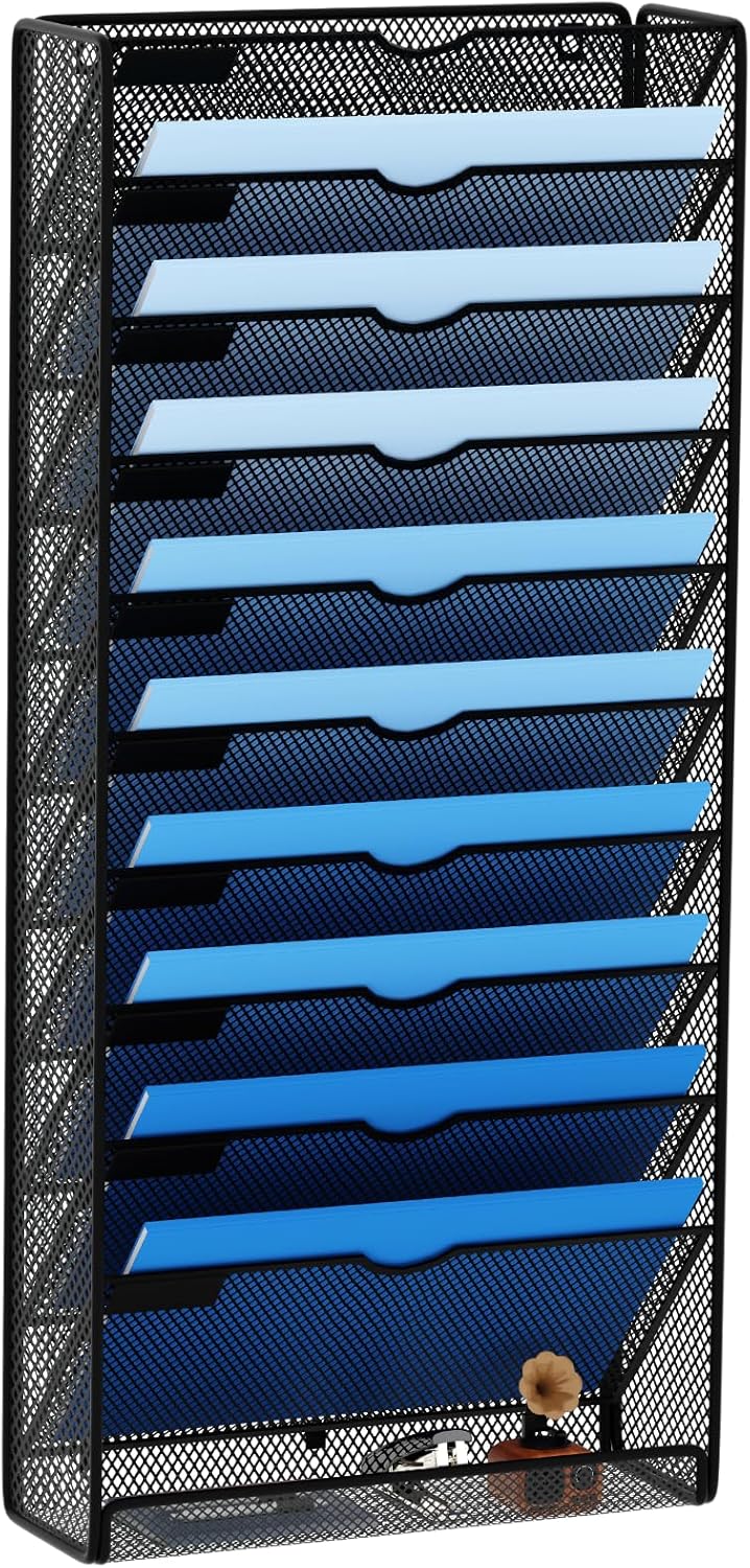 GDINDINFAN 10-Tier Hanging Wall File Organizer