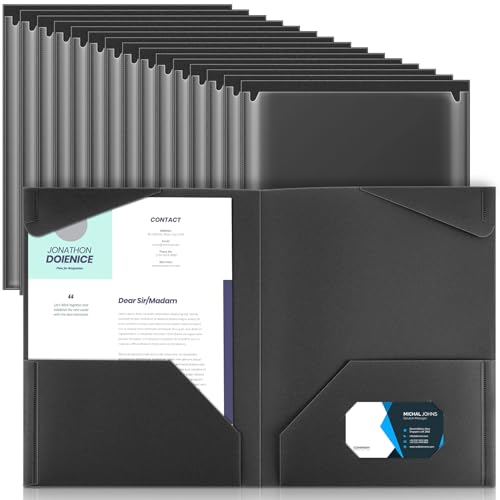 Henoyso 36 Pcs Plastic Folders (Black)