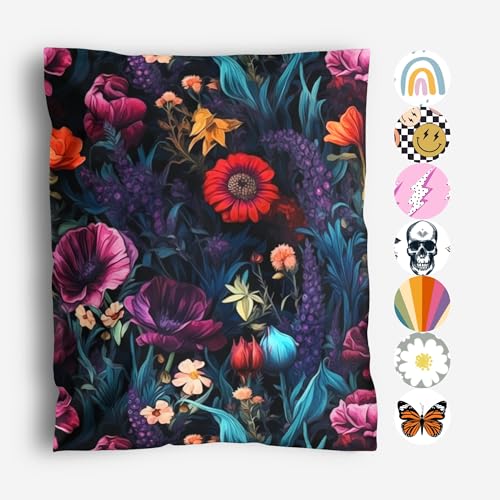 10x13 Poly Mailers  Dark Floral  Waterproof, Tear-Resistant Shipping Bags with Adhesive Seal  100 Pack  Package Mint