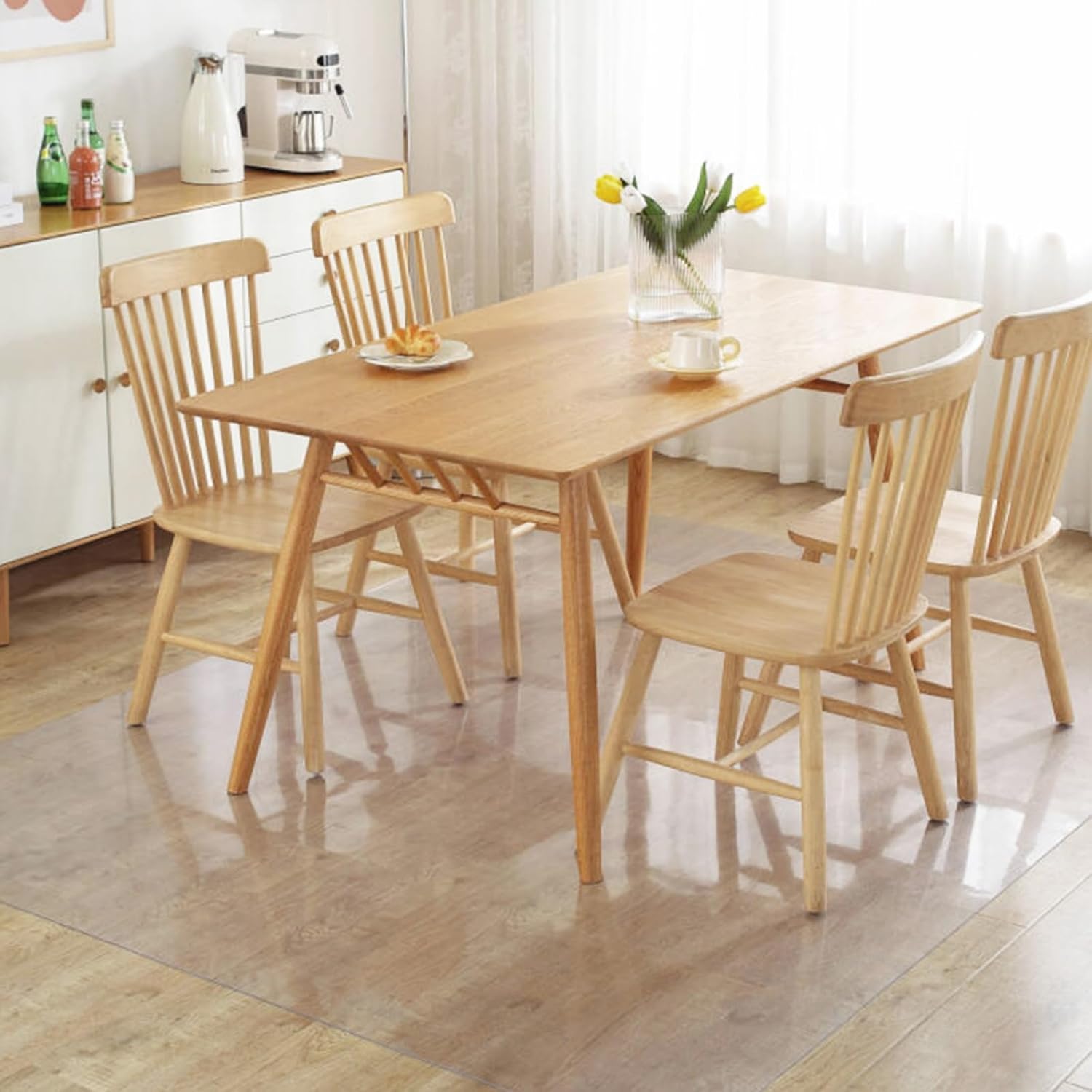 Clear Chair Mat for Hardwood Floor, 48 x 72 Inch Large Office Chair Mat, Plastic Floor Protector, 4'6' Area Rug for Living Room, Heavy Duty Wood Tile Floor Mats for Home Laundry Dining Area