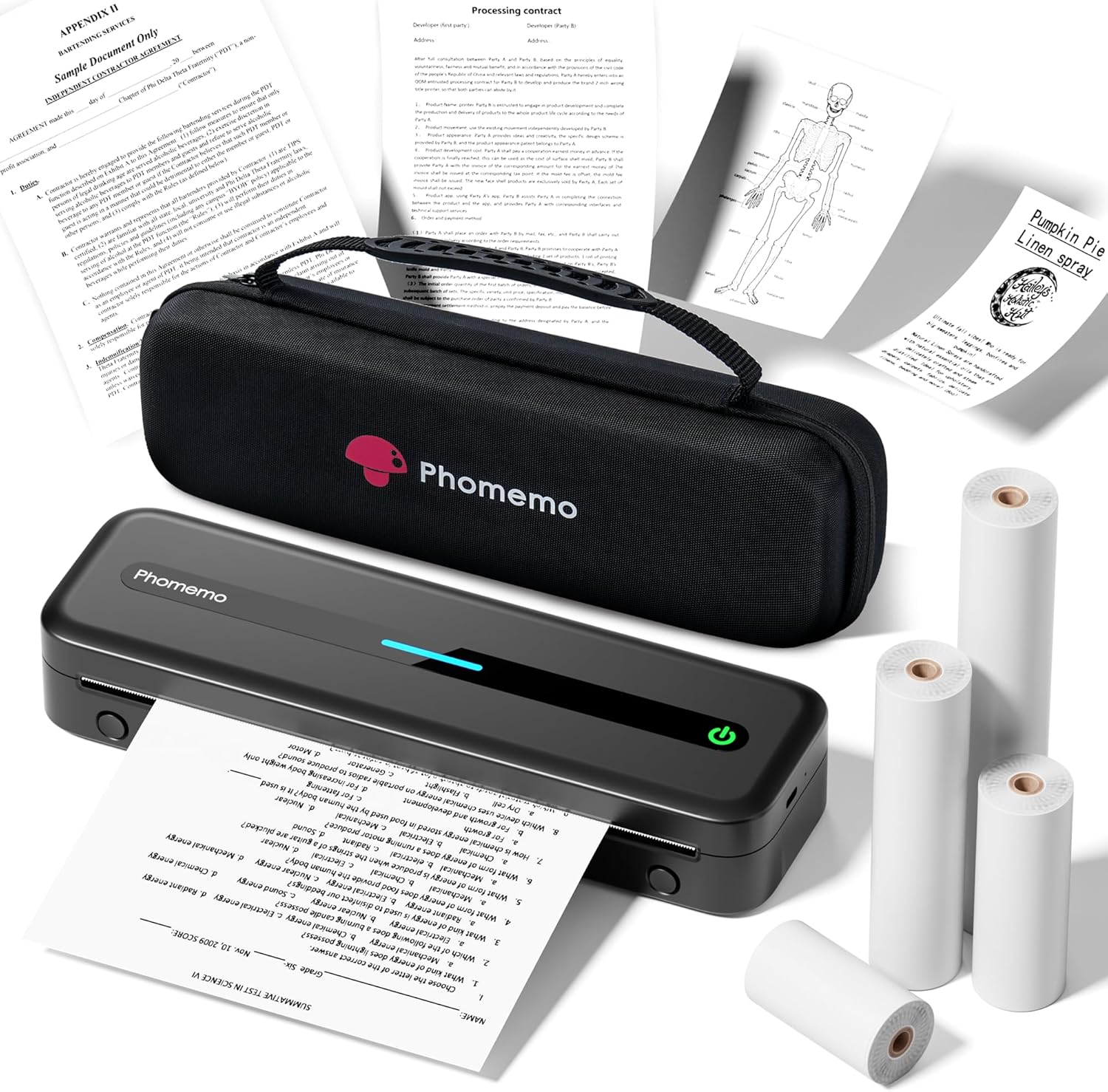 Phomemo Portable Printers Wireless for Travel, M832 Inkless Thermal Printer Support 8.5" X 11" & Multi Sizes, Bluetooth Mobile Printer for Home Office Car, Compatible with iPhone Android Laptop