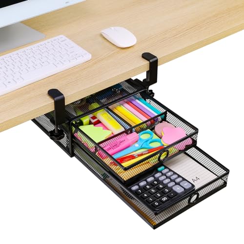 ROSYLINE 2-Tier Metal Slide Out Drawers (Black)