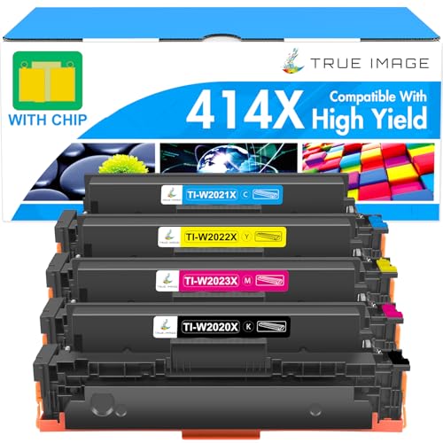 414X Toner Cartridges 4 Pack High Yield: MFP M479fdw - 414A with Chip Compatible Replacement for HP 414X 414A for HP Color Laserjet Pro MFP M479fdw M479fdn M454dw M454dn M455dn Printer Ink (K/C/M/Y)