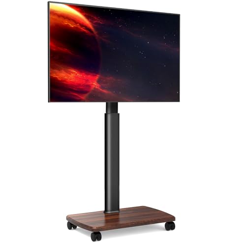 FITUEYES Rolling TV Stand (Walnut Black)